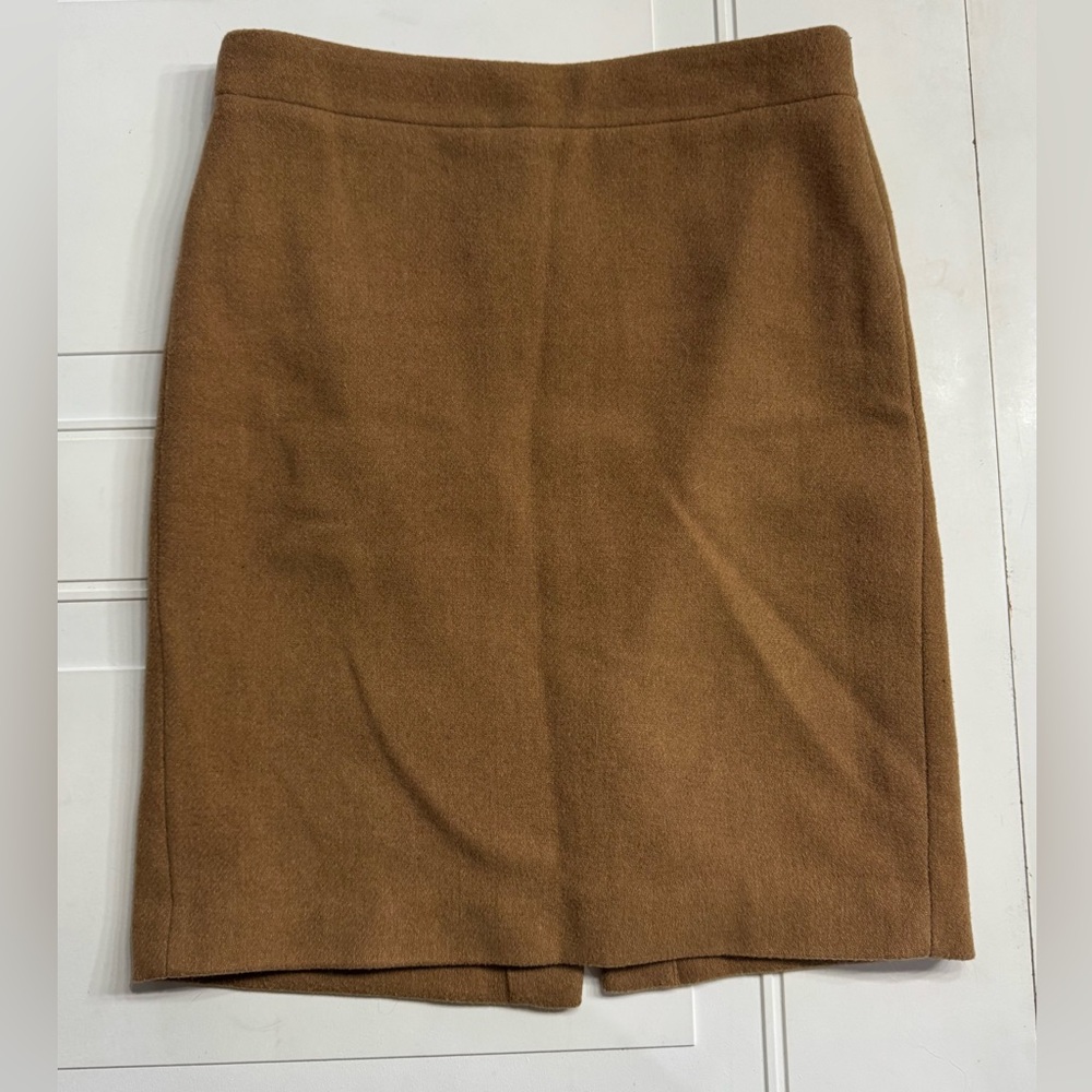 J. Crew Mercantile Wool Blend Brown Pencil Skirt Lined Business Casual Size 2 - Picture 1 of 7